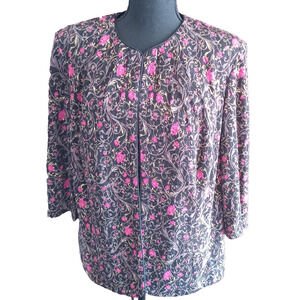 Alex Evenings Floral Gold Black Bolero Jacket And Tank Two Piece Plus Size 1X